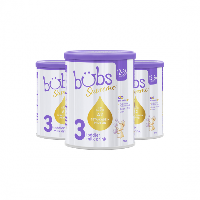 【澳洲直邮】效期24.4 Bubs 贝臻A2 β-酪蛋白牛奶粉 3段 800g 3罐（包邮包税）